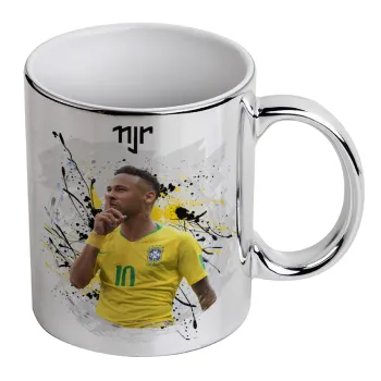 Neymar JR, Mug ceramic, silver mirror, 330ml