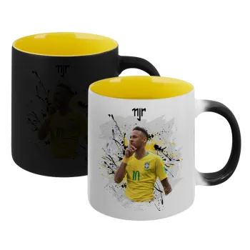 Neymar JR, Κούπα Μαγική εσωτερικό κίτρινη, κεραμική 330ml που αλλάζει χρώμα με το ζεστό ρόφημα