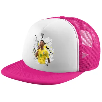 Neymar JR, Καπέλο Ενηλίκων Soft Trucker με Δίχτυ Pink/White (POLYESTER, ΕΝΗΛΙΚΩΝ, UNISEX, ONE SIZE)