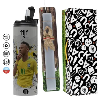 Neymar JR, Easter candle with Grey Tumbler Thermo 600ml & aromatic flat candle (30cm) (GREY)