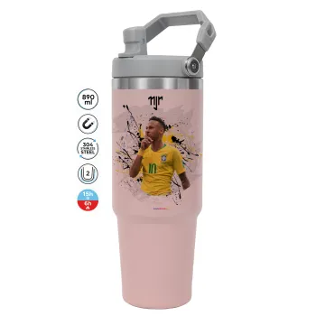 Neymar JR, Pink color, 890ml (30oz) stainless Steel Tumbler with Handle