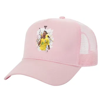 Neymar JR, Καπέλο Παιδικό Structured Trucker, με Δίχτυ, ΡΟΖ (100% ΒΑΜΒΑΚΕΡΟ, ΠΑΙΔΙΚΟ, UNISEX, ONE SIZE)