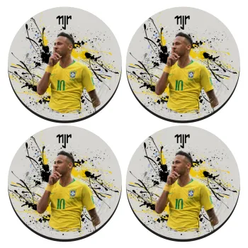 Neymar JR, SET of 4 round wooden coasters (9cm)