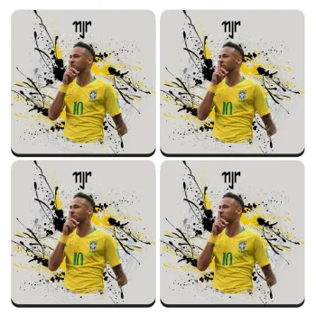 Neymar JR, ΣΕΤ 4 Σουβέρ ξύλινα τετράγωνα (9cm)