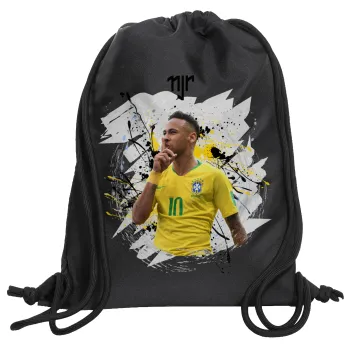 Neymar JR, Τσάντα πλάτης πουγκί GYMBAG Μαύρη, με τσέπη (40x48cm) & χονδρά κορδόνια