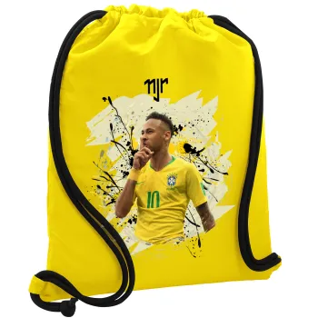 Neymar JR, Backpack pouch GYMBAG Yellow, with pocket (40x48cm) & thick cords