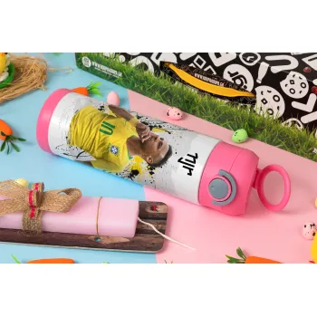 Neymar JR, Πασχαλινή Λαμπάδα με Παιδικό παγούρι θερμό, ανοξείδωτο, με καλαμάκι ασφαλείας, ΡΟΖ (500ml)