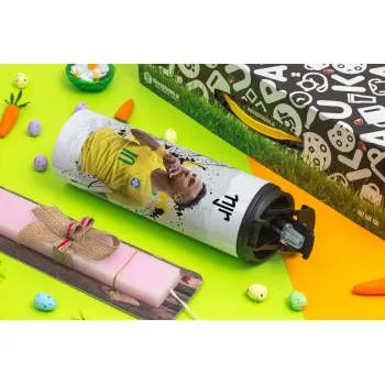 Neymar JR, Πασχαλινή Λαμπάδα με Travel Tumbler θερμό με διπλό καπάκι (600ml, BPA free) & κερί αρωματικό πλακέ (30cm) (ΡΟΖ)