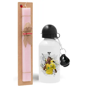 Neymar JR, Easter Set, metallic aluminum bottle (500ml) & aromatic flat Easter candle (30cm) (PINK)