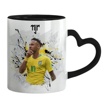 Neymar JR, Mug heart black handle, ceramic, 330ml