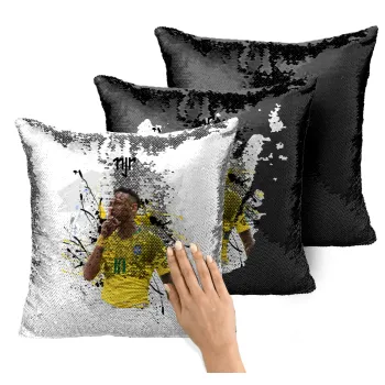Neymar JR, Μαξιλάρι καναπέ Μαγικό Μαύρο με πούλιες 40x40cm περιέχεται το γέμισμα
