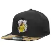 Adult Flat Snapback Hat Black/Camouflage, (100% COTTON TWILL, ADULT, UNISEX, ONE SIZE)