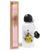 Easter Set, metallic aluminum bottle (500ml) & aromatic flat Easter candle (30cm) (PINK)
