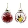 Transparent Christmas tree ball ornament with red filling 8cm