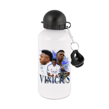 Vinicius Junior, Metal water bottle, White, aluminum 500ml
