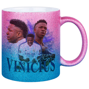 Vinicius Junior, Κούπα Χρυσή/Μπλε Glitter, κεραμική, 330ml