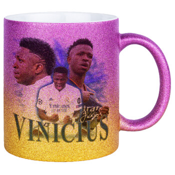 Vinicius Junior, Κούπα Χρυσή/Ροζ Glitter, κεραμική, 330ml