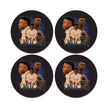 Vinicius Junior, ΣΕΤ x4 Σουβέρ ξύλινα στρογγυλά plywood (9cm)