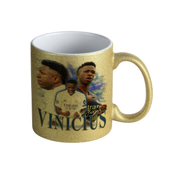 Vinicius Junior, Κούπα Χρυσή Glitter που γυαλίζει, κεραμική, 330ml