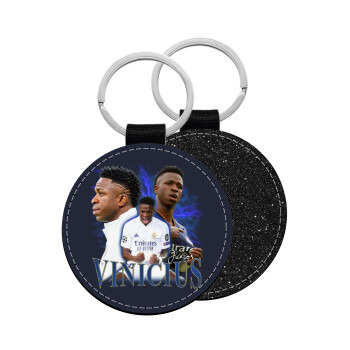 Vinicius Junior, Μπρελόκ Δερματίνη, στρογγυλό ΜΑΥΡΟ (5cm)