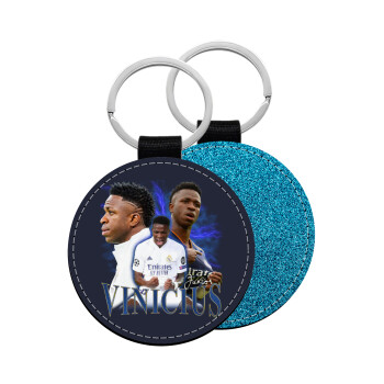 Vinicius Junior, Μπρελόκ Δερματίνη, στρογγυλό ΜΠΛΕ (5cm)