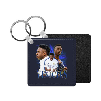 Vinicius Junior, Μπρελόκ Δερματίνη, τετράγωνο ΜΑΥΡΟ (5x5cm)