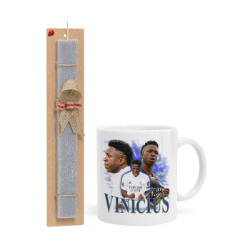 Vinicius Junior, Easter Set, Ceramic Cup (330ml) & Easter aromatic flat candle (30cm) (GRAY)
