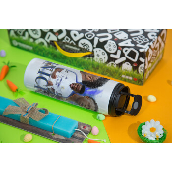 Vinicius Junior, Πασχαλινή Λαμπάδα με Travel Tumbler θερμό με διπλό καπάκι (600ml, BPA free) & κερί αρωματικό πλακέ (30cm) (ΤΙΡΚΟΥΑΖ)