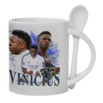 Vinicius Junior, Ceramic coffee mug with Spoon, 330ml (1pcs)