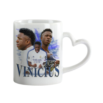 Vinicius Junior, Mug heart handle, ceramic, 330ml