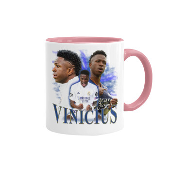 Vinicius Junior, Mug colored pink, ceramic, 330ml