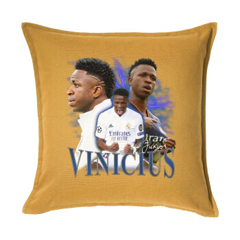 Vinicius Junior, Μαξιλάρι καναπέ Κίτρινο 100% βαμβάκι, περιέχεται το γέμισμα (50x50cm)