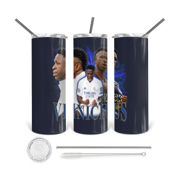 Vinicius Junior, Tumbler stainless steel 600ml, with metal straw & cleaning brush
