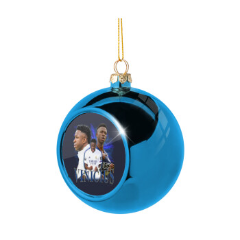 Vinicius Junior, Blue Christmas tree ball ornament 8cm