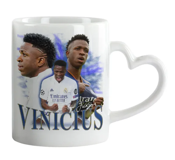Vinicius Junior — Κούπα καρδιά χερούλι λευκή, κεραμική, 330ml