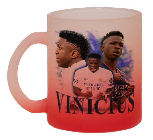 Vinicius Junior — Κούπα γυάλινη δίχρωμη με βάση το κόκκινο ματ, 330ml