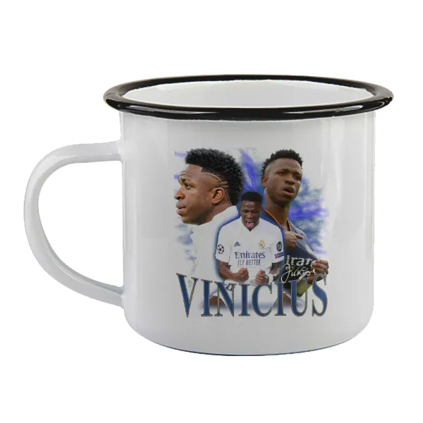 Vinicius Junior — Enamel mug with black rim, 360ml