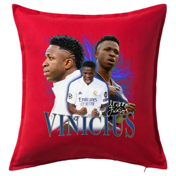 Vinicius Junior — Μαξιλάρι καναπέ Κόκκινο 100% βαμβάκι, περιέχεται το γέμισμα (50x50cm)