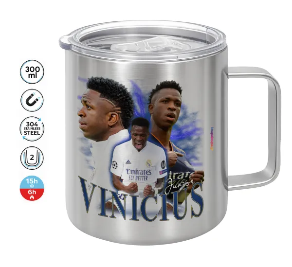 Vinicius Junior — Double-walled stainless steel mug 300ml with temperature-retaining lid