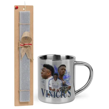 Vinicius Junior, Πασχαλινή Λαμπάδα με μεταλλική κούπα θερμό (300ml) & κερί αρωματικό πλακέ (30cm) (ΓΚΡΙ)