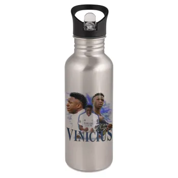 Vinicius Junior, Παγούρι νερού Ασημένιο με καλαμάκι, ανοξείδωτο ατσάλι 600ml
