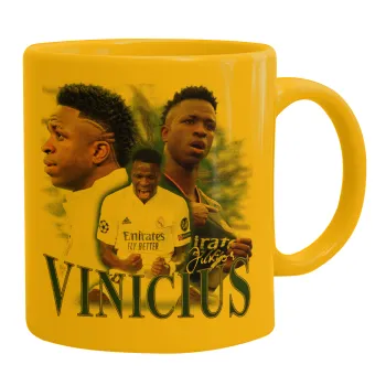 Vinicius Junior, Ceramic coffee mug yellow, 330ml