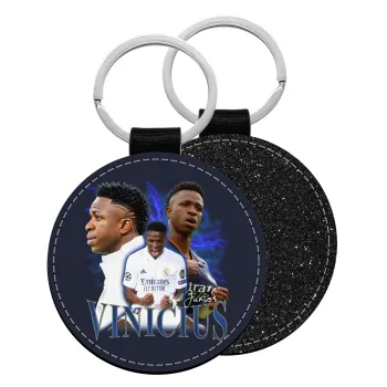 Vinicius Junior, Μπρελόκ Δερματίνη, στρογγυλό ΜΑΥΡΟ (5cm)