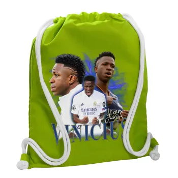 Vinicius Junior, Τσάντα πλάτης πουγκί GYMBAG LIME GREEN, με τσέπη (40x48cm) & χονδρά κορδόνια