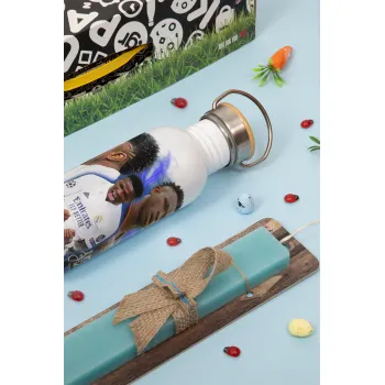 Vinicius Junior, Πασχαλινή Λαμπάδα με παγούρι μεταλλικό (620ml, stainless steel) & κερί αρωματικό πλακέ (30cm) (ΤΙΡΚΟΥΑΖ)