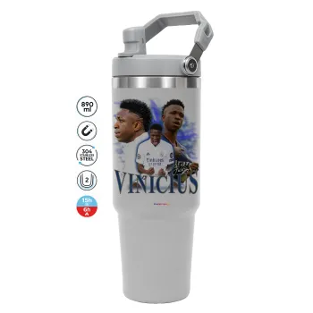 Vinicius Junior, ΓΚΡΙ χρώματος Θερμός Ανοξείδωτο 890ml (30oz) με χερούλι