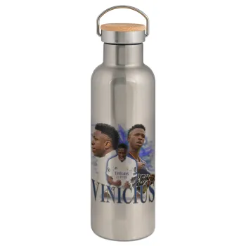 Vinicius Junior, Stainless steel Silver with wooden lid (bamboo), double wall, 750ml