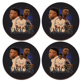 Vinicius Junior, ΣΕΤ x4 Σουβέρ ξύλινα στρογγυλά plywood (9cm)