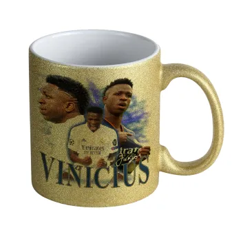 Vinicius Junior, Κούπα Χρυσή Glitter που γυαλίζει, κεραμική, 330ml