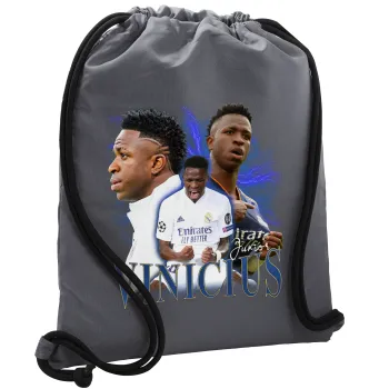 Vinicius Junior, Backpack pouch GYMBAG GREY, with pocket (40x48cm) & thick cords